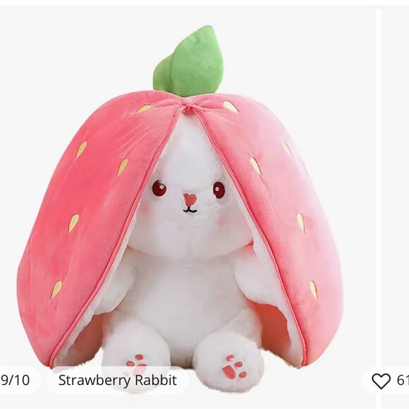 Plush Strawberry Rabbit & Carrot Rabbit Zip Up for Fruit Unzip for Rabbit - Picture 8 of 16